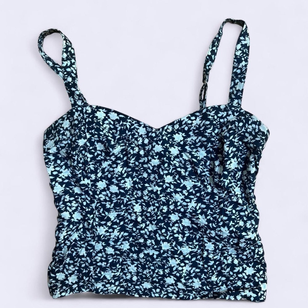 Abercrombie & Fitch Blue and White Bustier Tank Top, size small